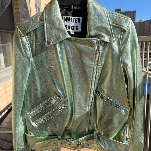Walter Baker Allison Metallic Leather Moto Jacket -Lambskin - Size S NEW - Picture 11 of 17
